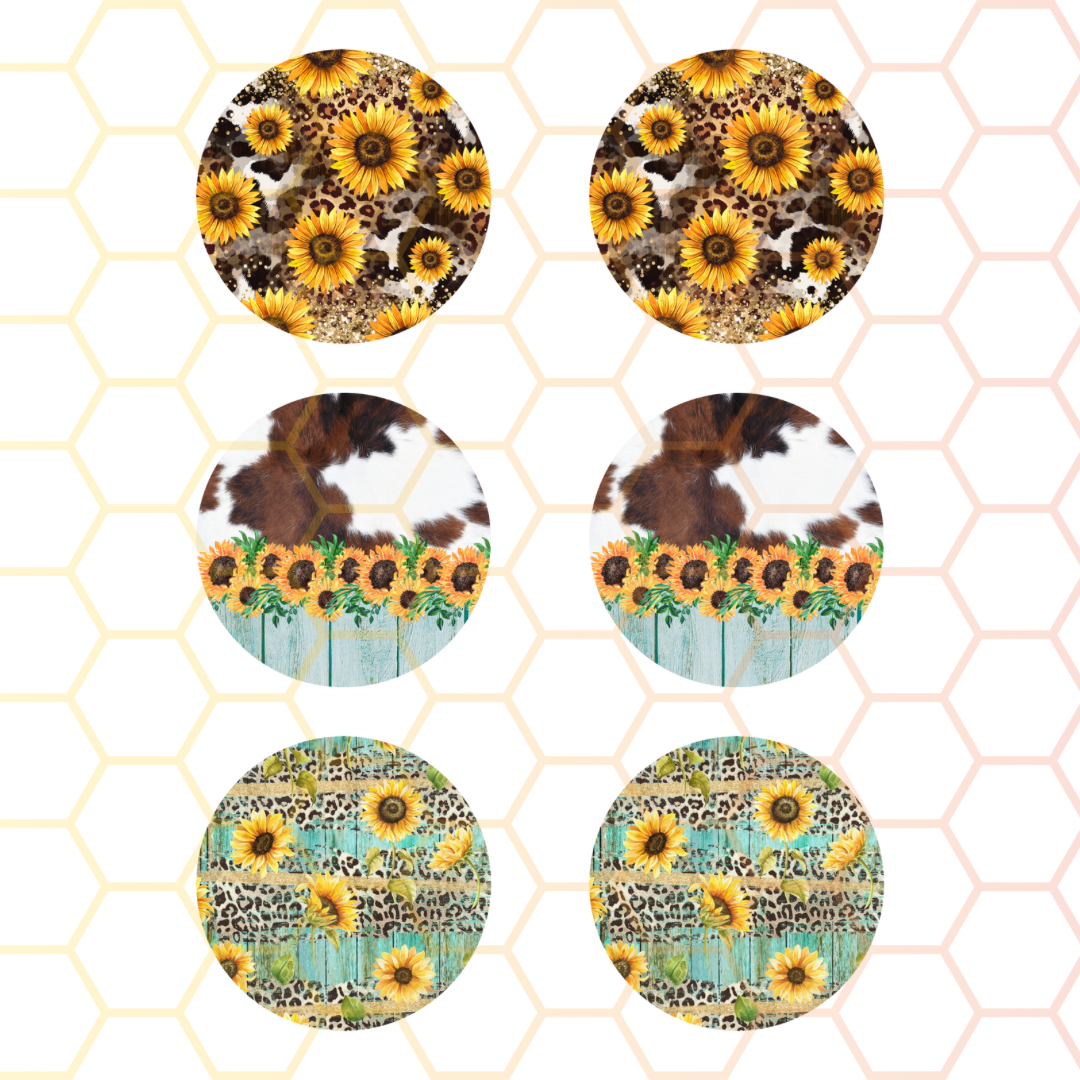 Leopard & Cow Print Sunflowers Car Coaster