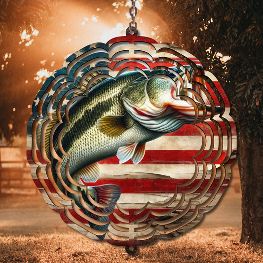 Patriotic Bass Wind Spinner