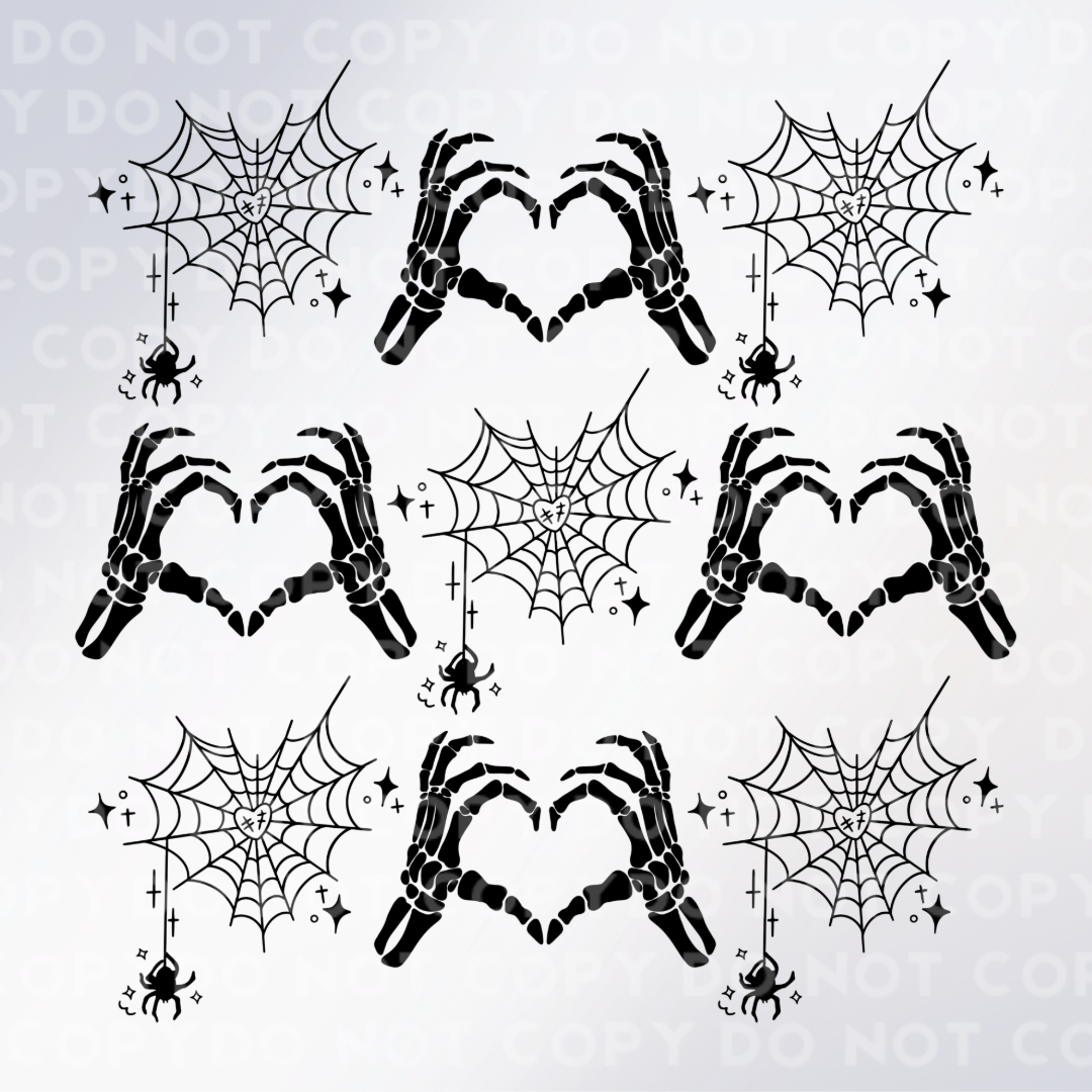 Skelly Hearts & Spider Webs Sublimation Print