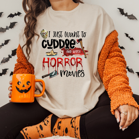 I Just Want To Cuddle & Watch Horror Movies Sublimation Print