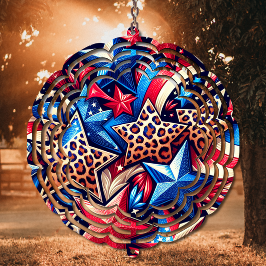 Patriotic Stars Wind Spinner Sublimation Print