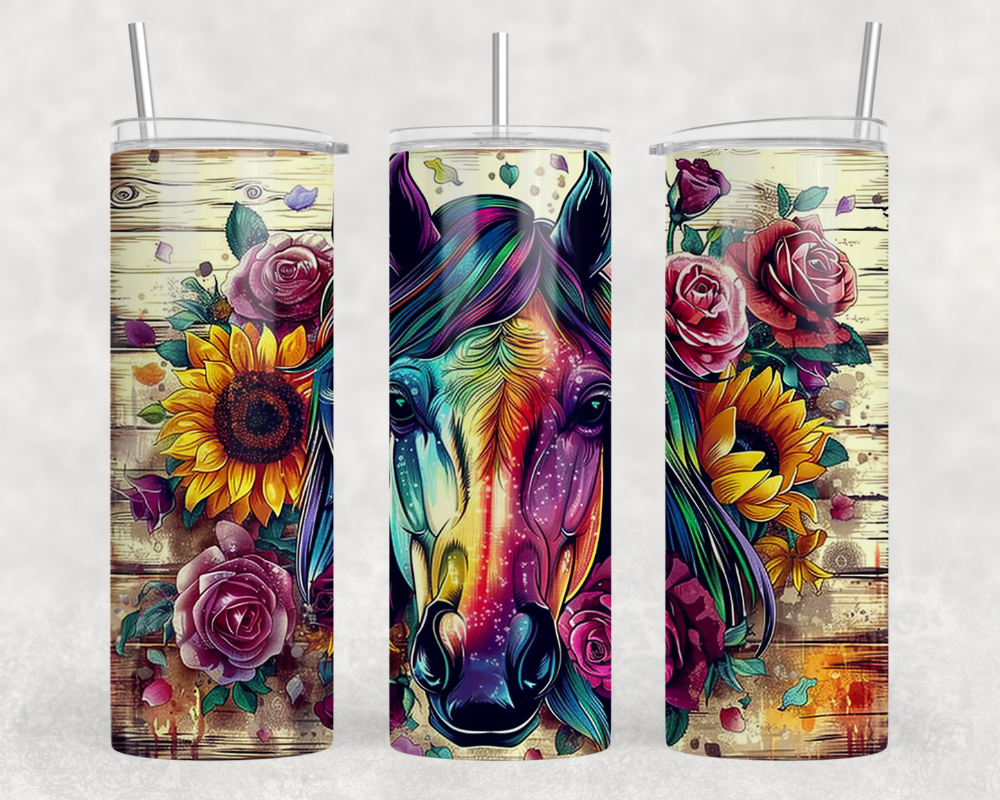 Rainbow Horse Sublimation Tumbler Wrap