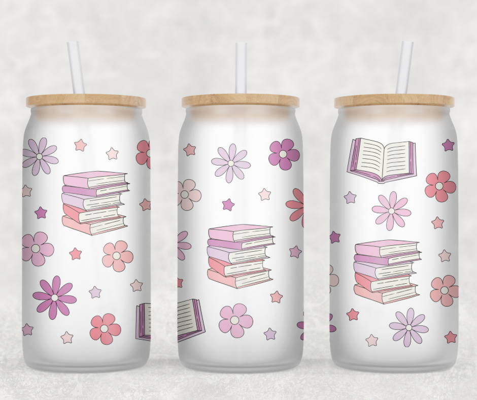 Girly Book Stacks Glass Can Wrap