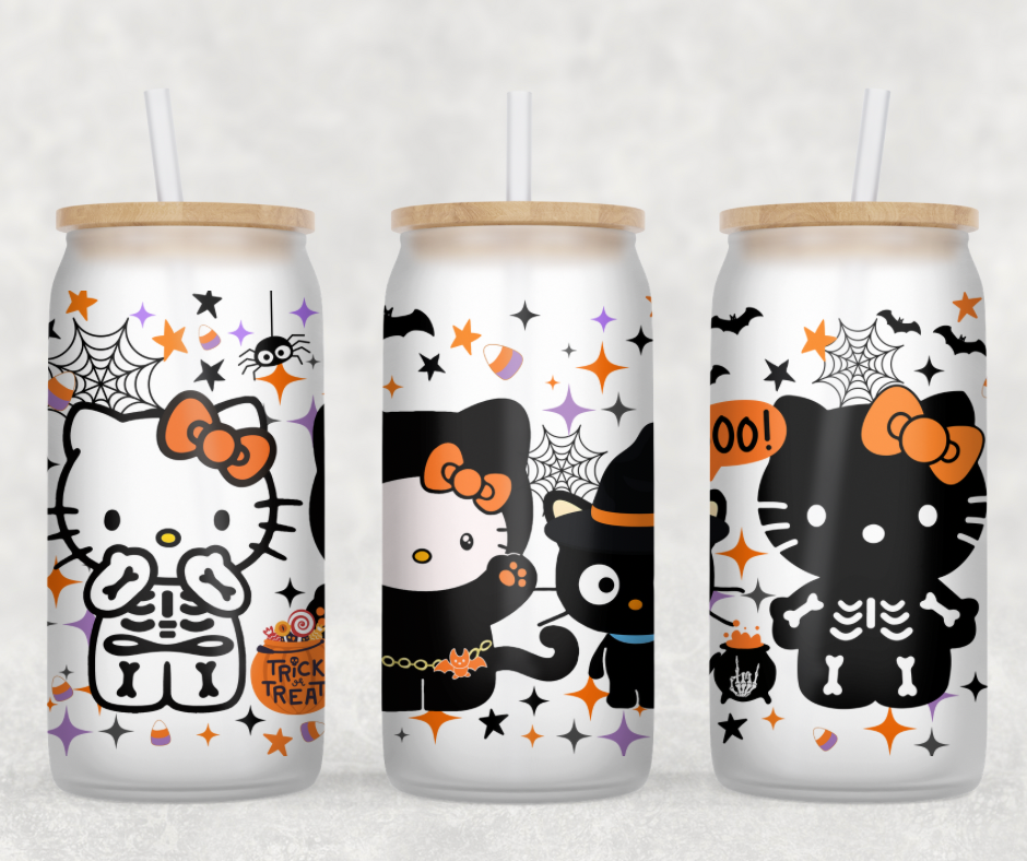 Halloween Kitty Glass Can Wrap