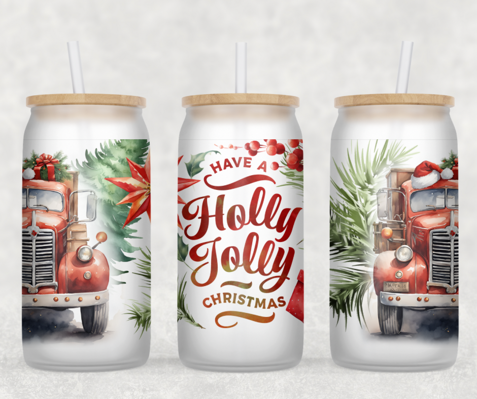 Holly Jolly Glass Can Wrap