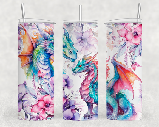 Colorful Dragons Sublimation Tumbler Wrap