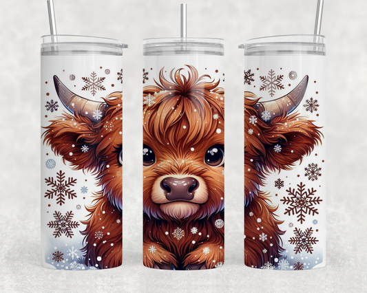 Christmas Snow Cow Sublimation Tumbler Wrap