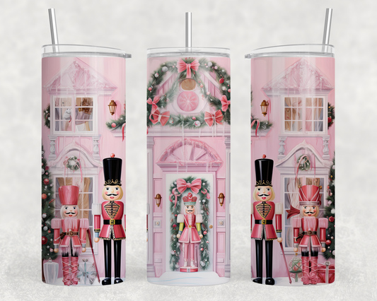 Pink Nutcracker House Sublimation Tumbler Wrap