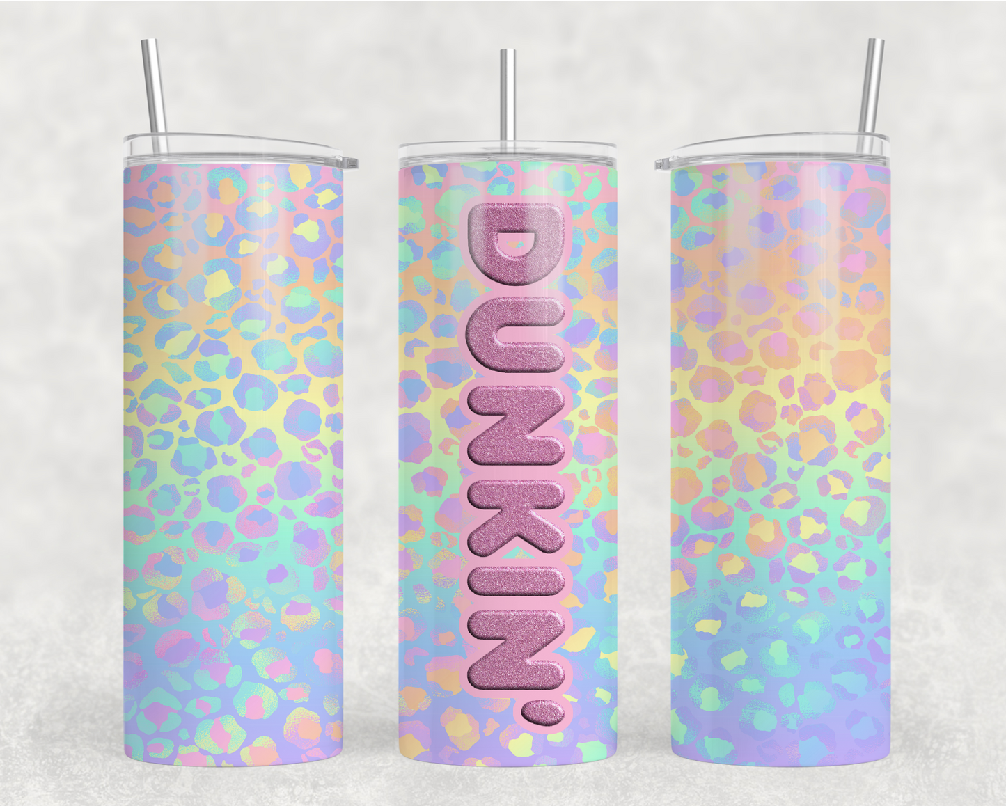 Pastel Pink Leopard Dunkin Tumbler Wrap