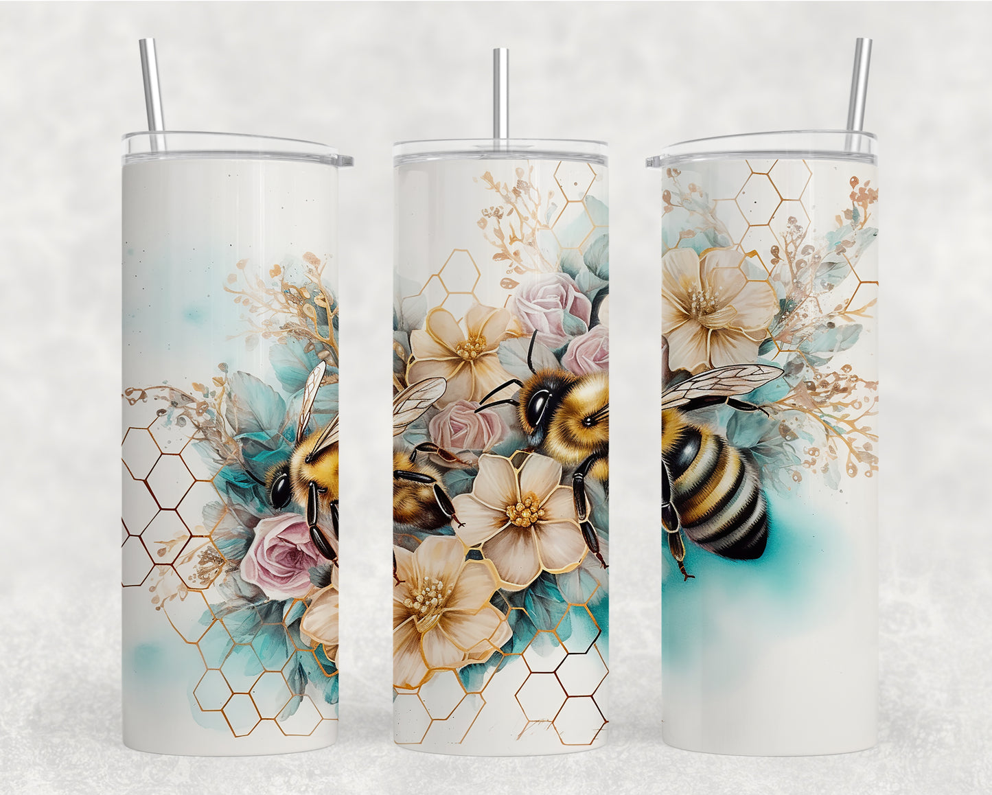 Gold & Turquise  Bee Tumbler Wrap