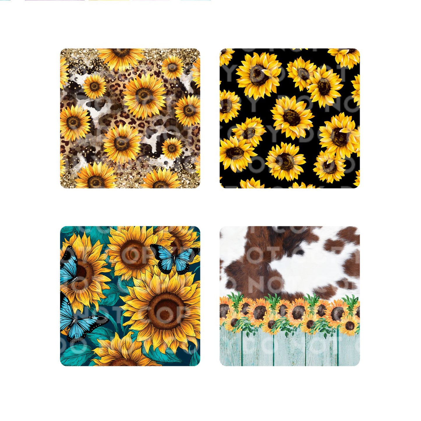 Sunflowers Car Air Freshener & 4 inch Coaster Sublimation Print