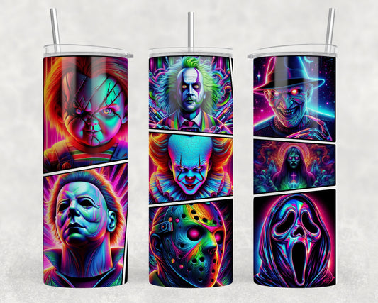 Neon Glow Horror Tumbler Wrap