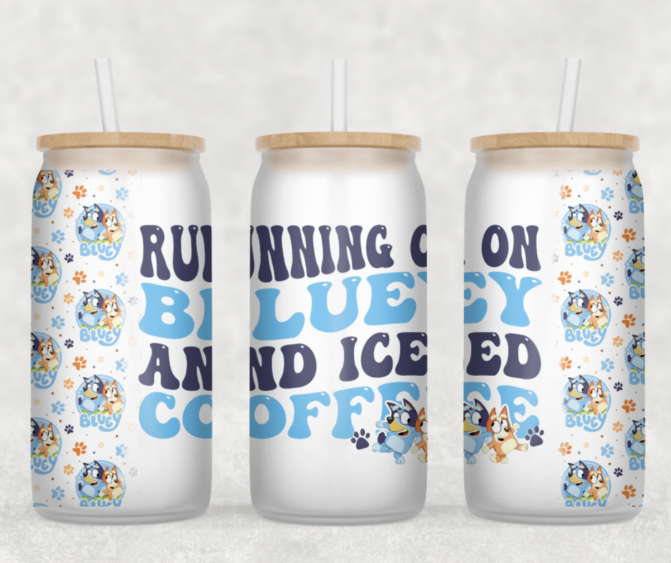 Iced Coffee & Bluey Glass Can Wrap