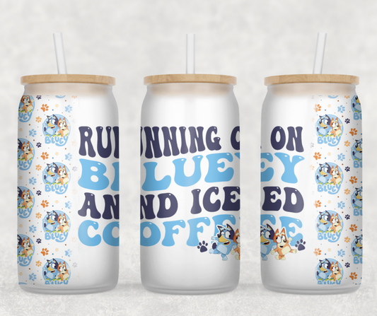 Iced Coffee & Bluey Glass Can Wrap