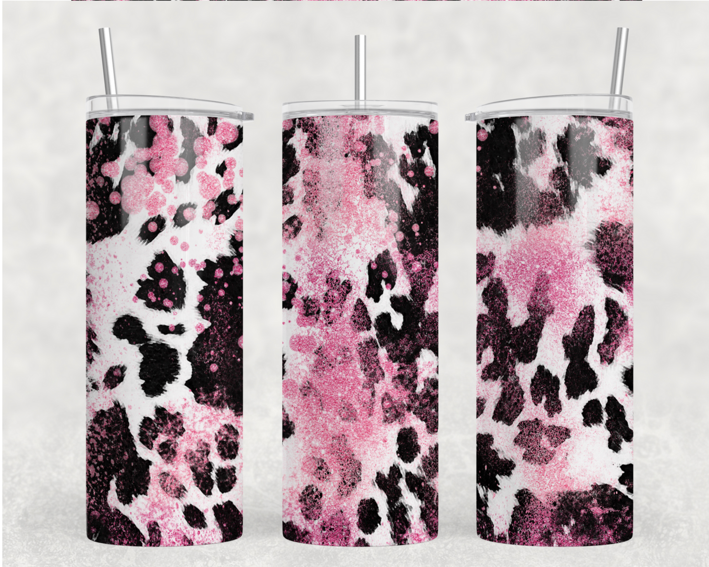 Rustic Pink Cow Print Tumbler Wrap