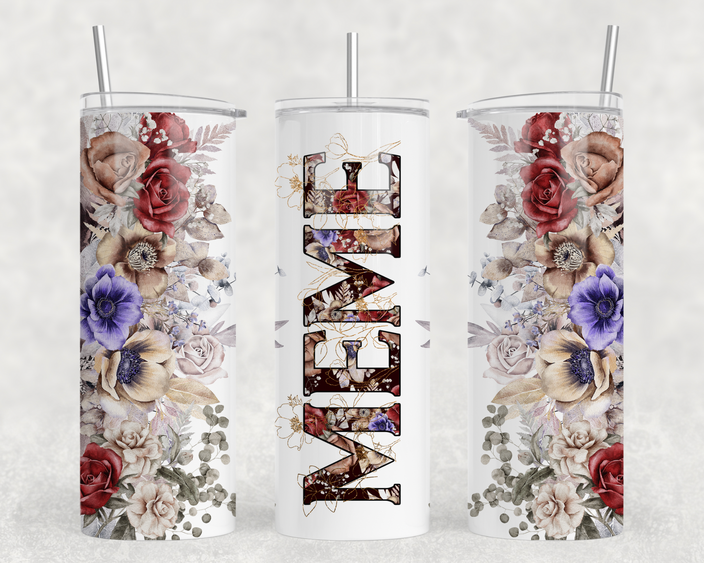 Meme Red Floral Tumbler Wrap