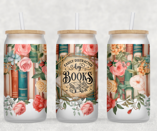 Easily Distracted By Books Glass Can Wrap