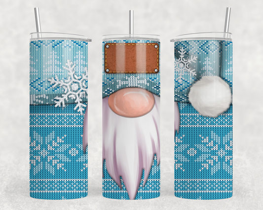 Blue Snowflakes Gnome Tumbler Wrap
