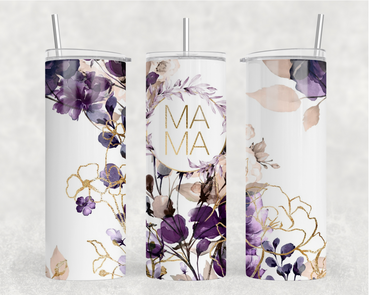 Violet Floral Mama Tumbler Wrap