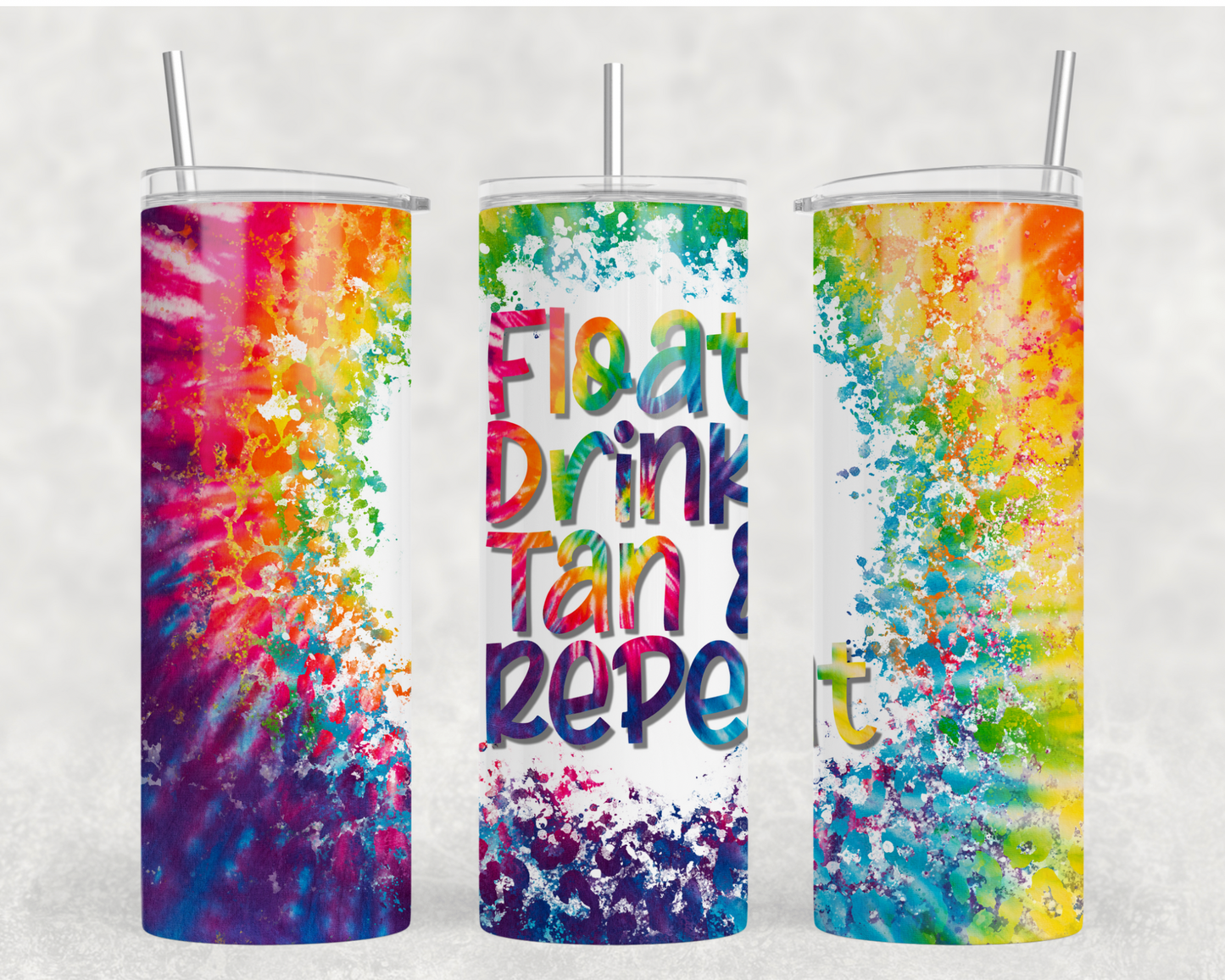 Float, Drink, Tan & Repeat Leopard Print Tumbler Wrap