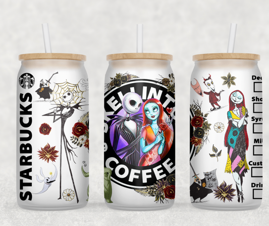 Skellington Coffee Glass Can Wrap