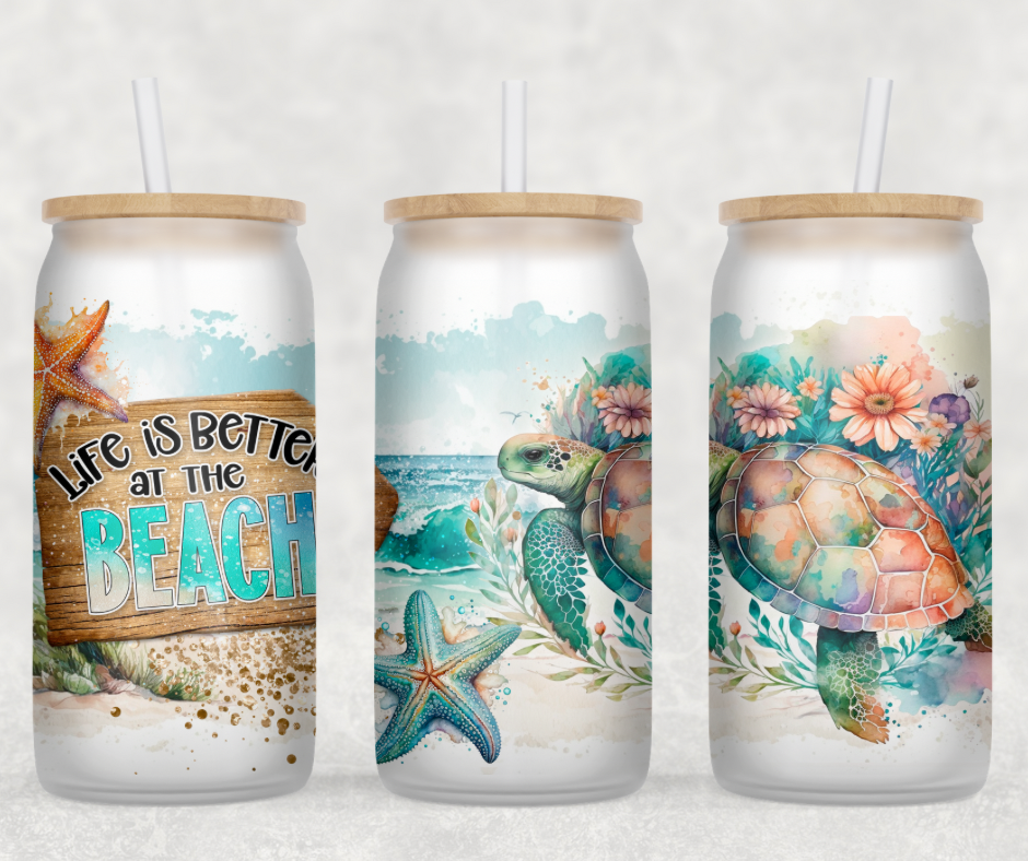 Life Is Better At The Beach Glass Can Wrap