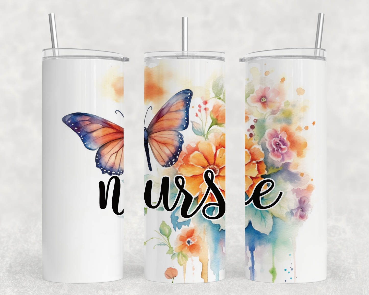 Nurse Butterfly Tumbler Wrap