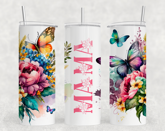 Mama Butterfly Floral Tumbler Wrap