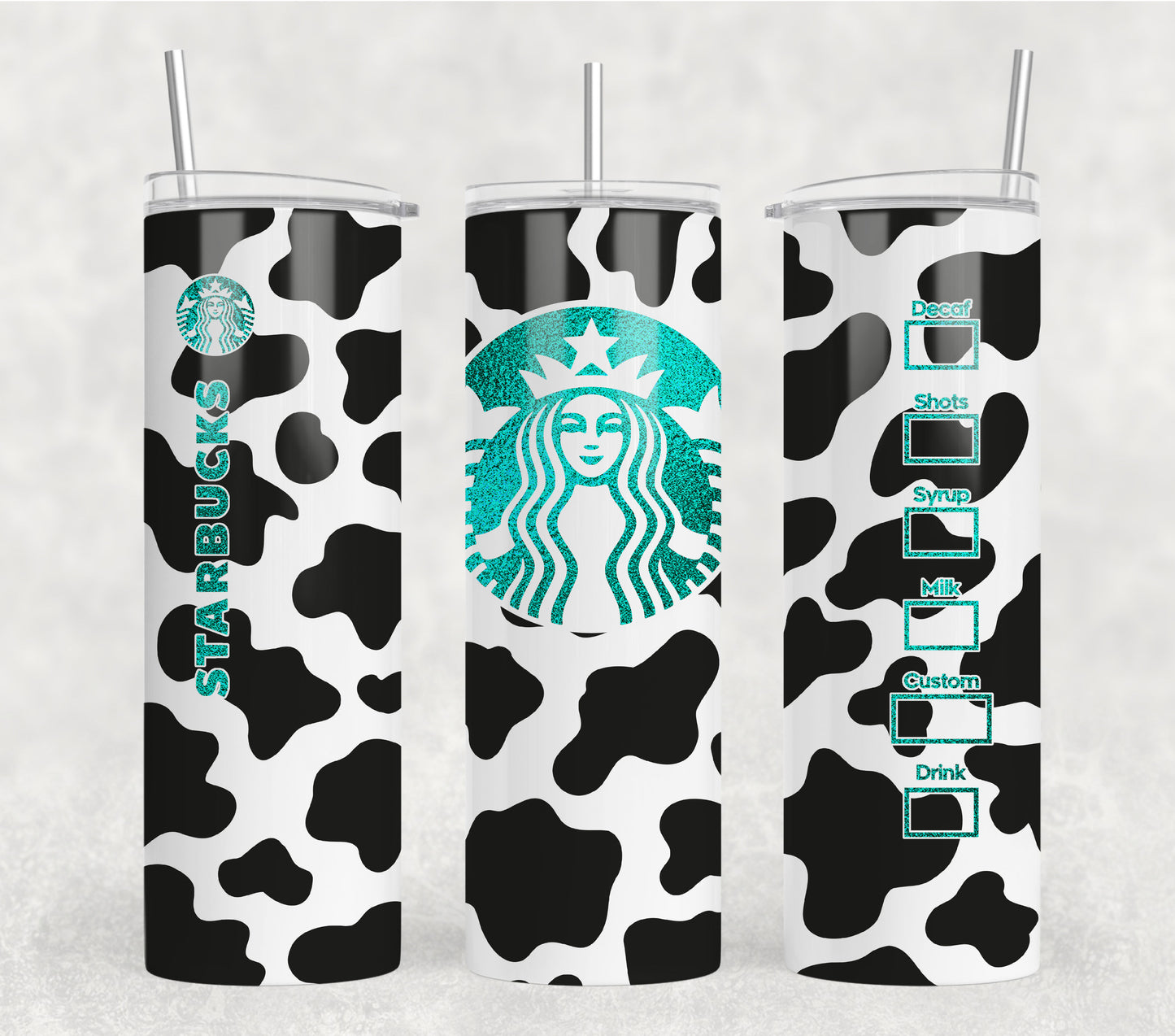 Cow SB Turquoise Shimmer Tumbler Wrap