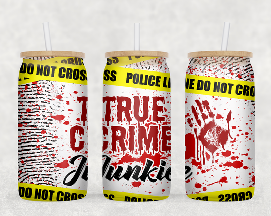 True Crime Junkie Glass Can Wrap