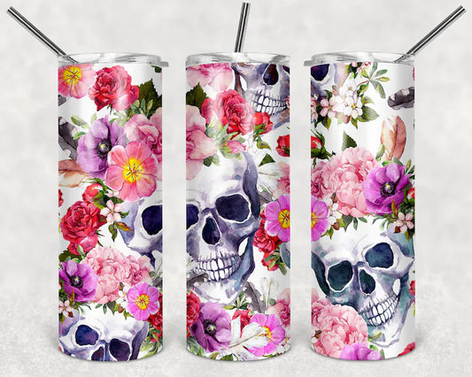 Floral Skulls Tumbler Wrap