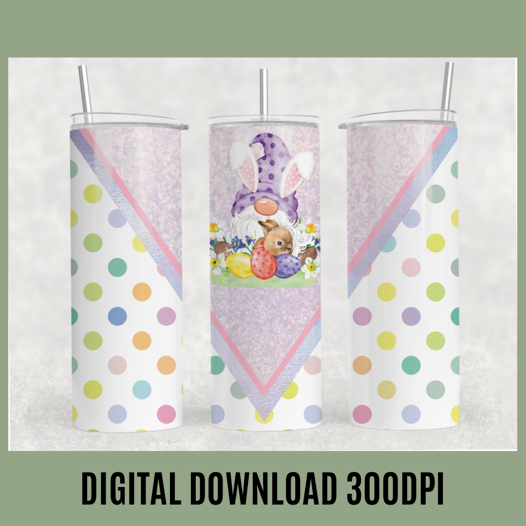 Digital Download - Polka Dot Easter Bunny 20oz Tumbler Wrap