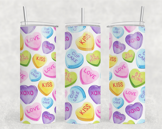 Vday Conversation Hearts Tumbler Wrap