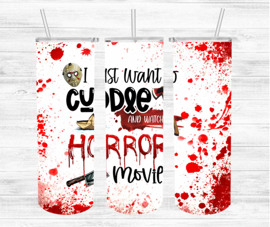 Cuddle & Watch Horror Movies Tumbler Wrap