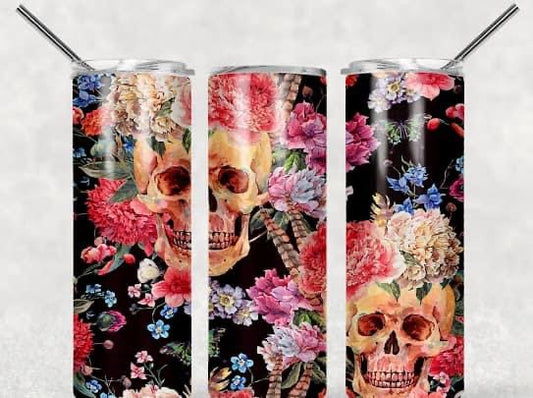 Floral Skulls Tumbler Wrap