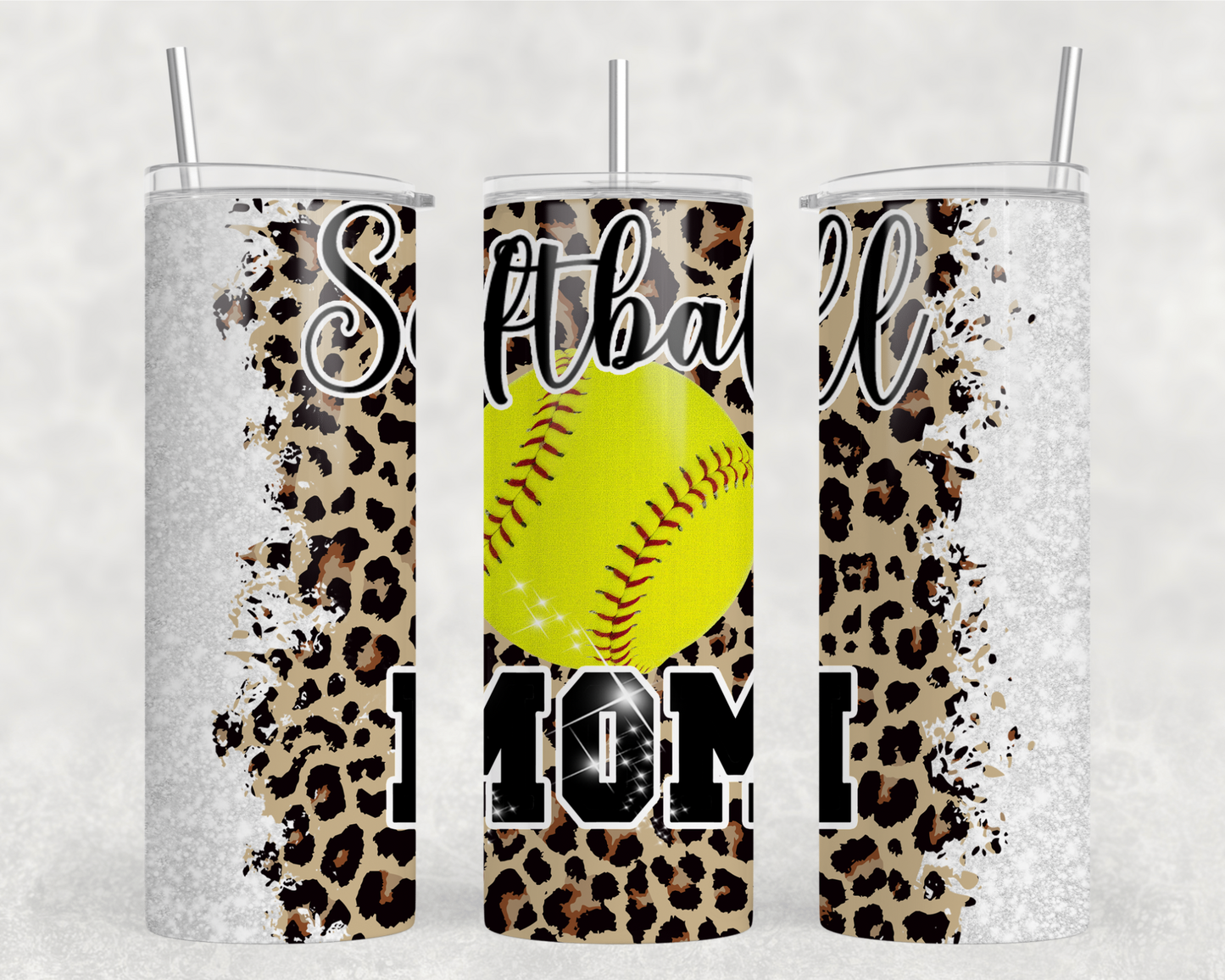 Leopard Softball Mom Tumbler Wrap