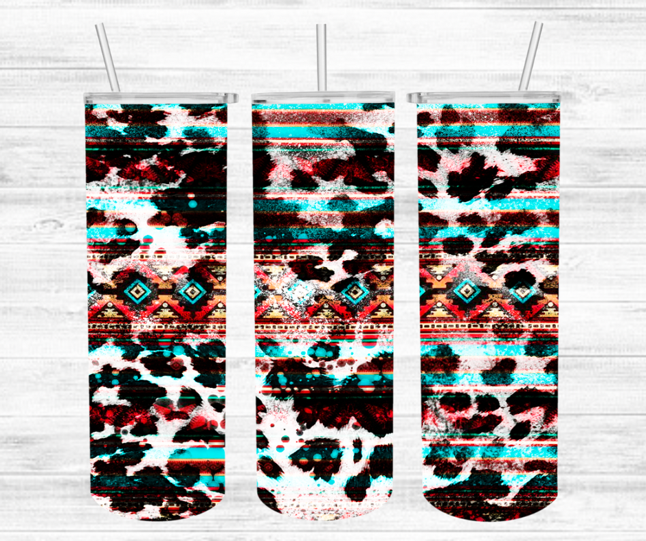 Serape Aztec Cow Print Tumbler Wrap