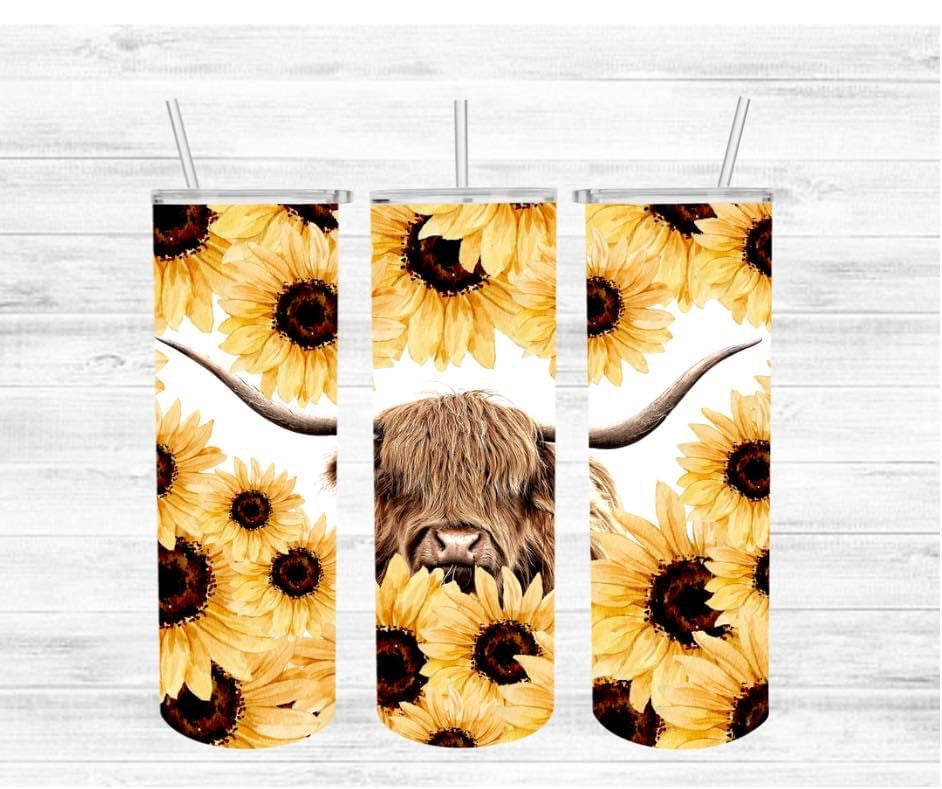 Sunflower Heifer Tumbler Wrap