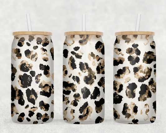 Tan Leopard Print Glass Can Wrap