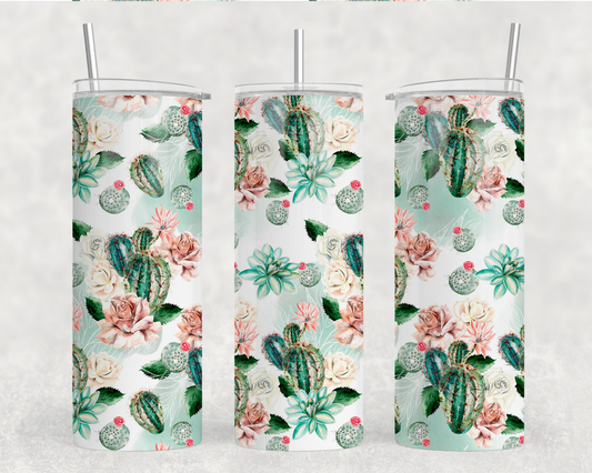 Floral Cactus Tumbler Wrap