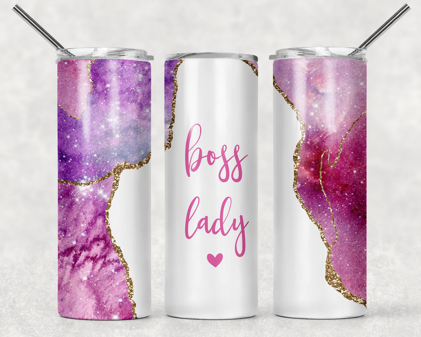 Boss Lady Pink Marble Tumbler Wrap