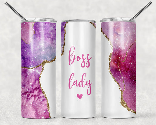 Boss Lady Pink Marble Tumbler Wrap