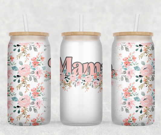 Pink Floral Mama Glass Can Wrap