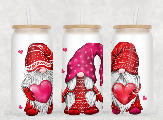 Valentines Gnomes Glass Can Wrap