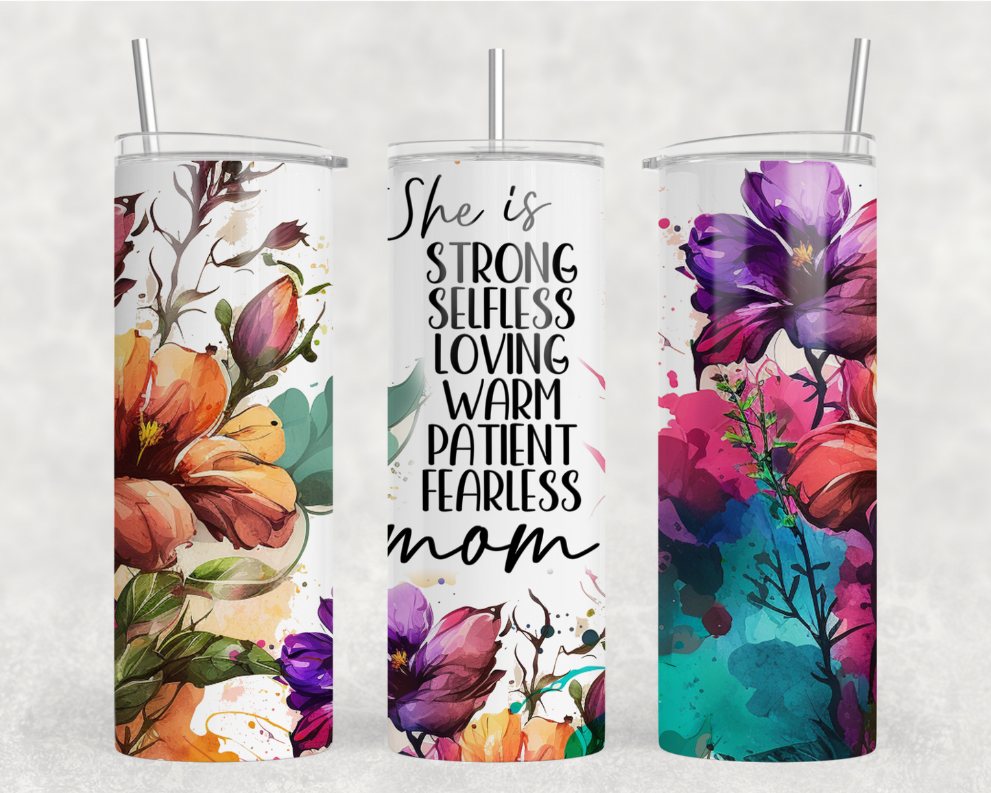 Bright Floral Mom Tumbler Wrap