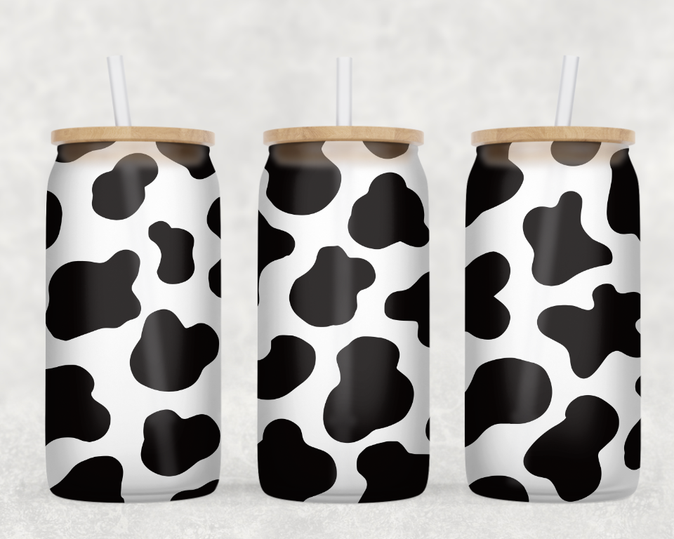 Cow Print Glass Can Wrap