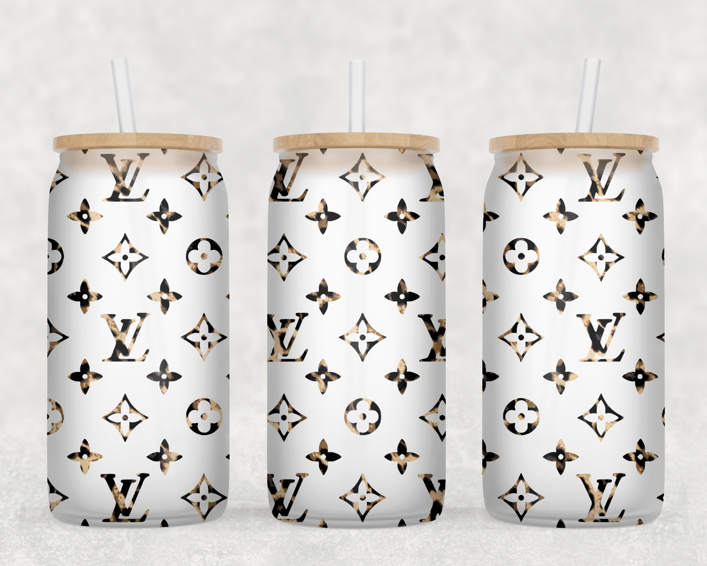 LV Leopard Glass Can Wrap