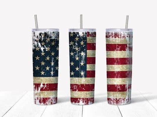 TW - Distressed Flag Tumbler Wrap