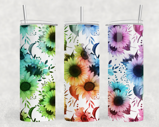 Rainbow Flowers Tumbler Wrap