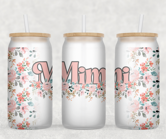 Pink Floral Mimi Glass Can Wrap